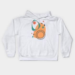 Abstract Mid Century Modern 14 Charcoal, Teal and Orange Kids Hoodie